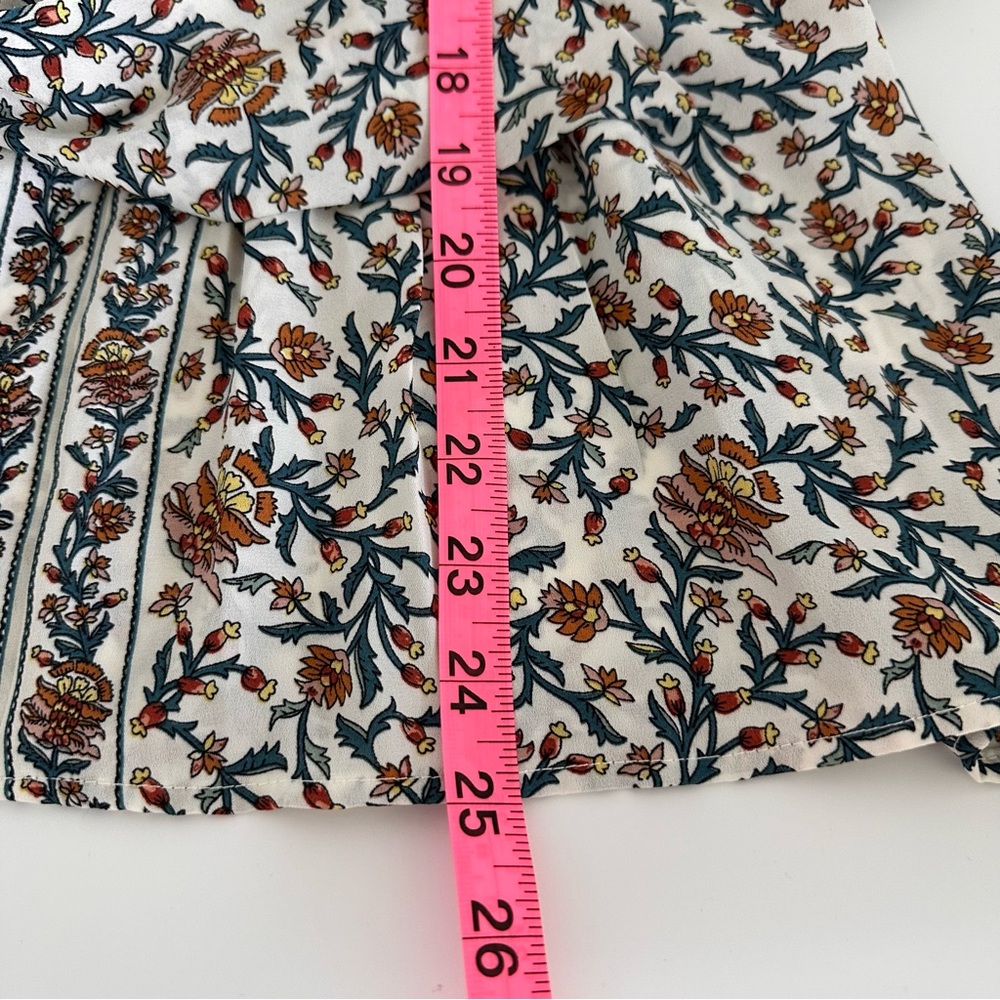 MAX STUDIO Beige Floral Tie-Waist V-Neck Blouse Boho Peplum Folk NWT M - Picture 9 of 10